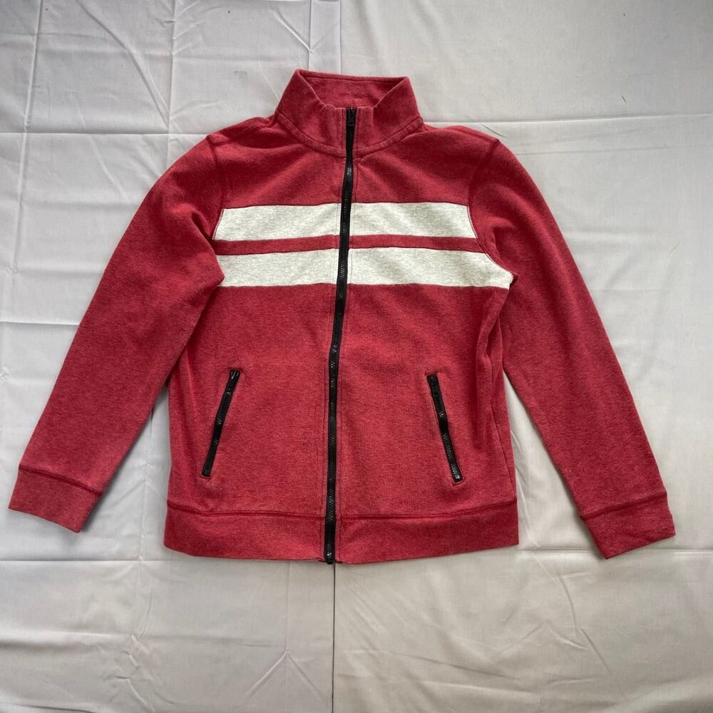 Prince & Fox Kids M M Burgundy Full Zip Jacket Gray Striped Cotton Blend 85 15